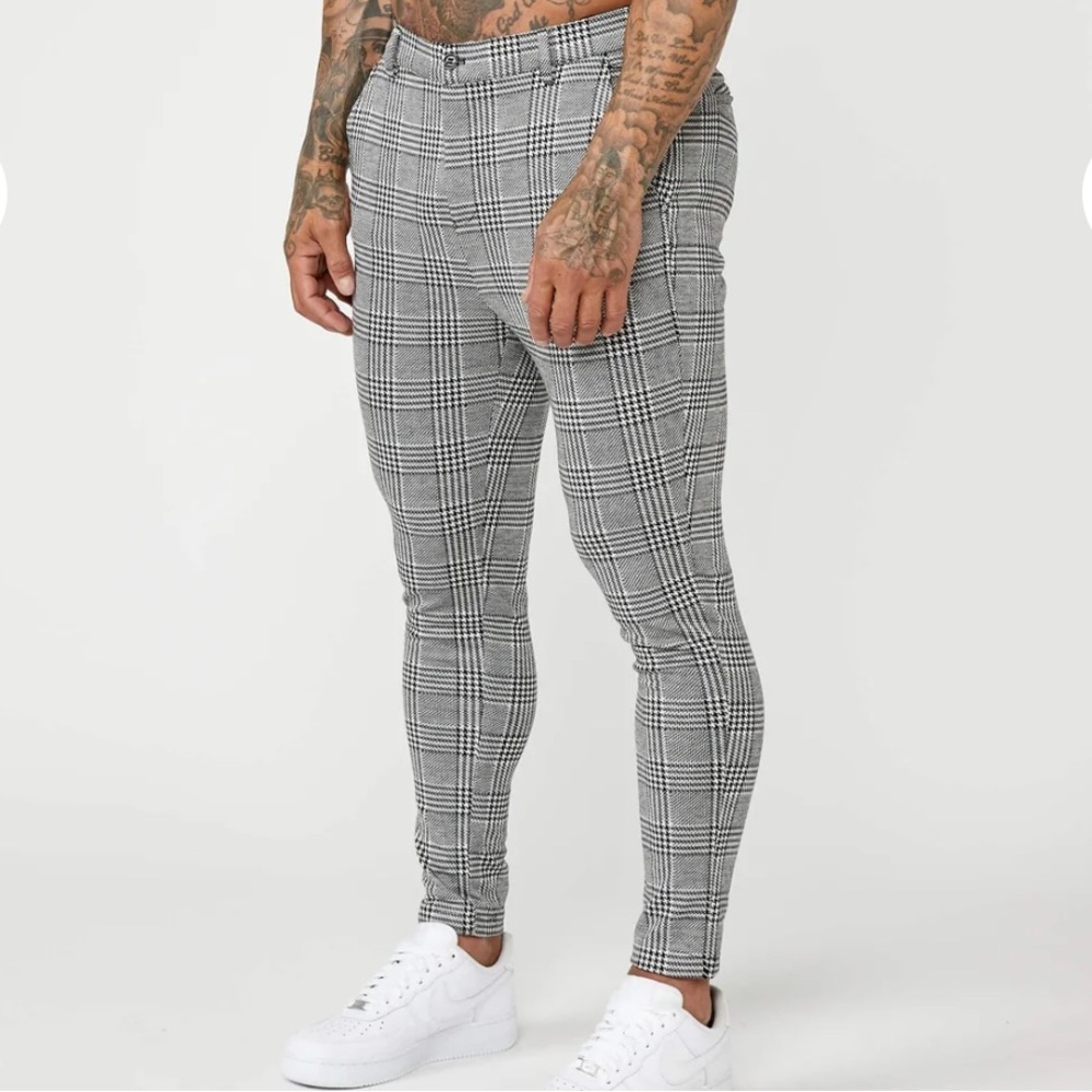 LEGEND LONDON Men’s Grey Smart Stretch Check Trouser With Fly Front Size 34 NEW - Picture 12 of 13